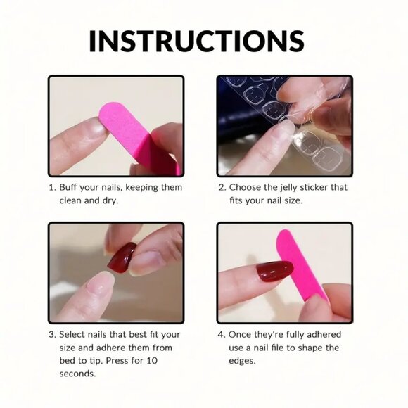 24 Piece Chic, Glossy Burgundy Square Press On Nails - Picture 4 of 4